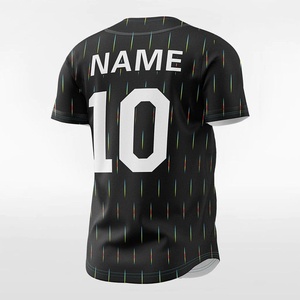 Camiseta de Béisbol Personalizada para Hombre, Negra, Manga Corta, Impresión por Transferencia de Calor, Malla Transpirable, 100% Poliéster, Corte Regular, Cintura Elástica - Product Image 2