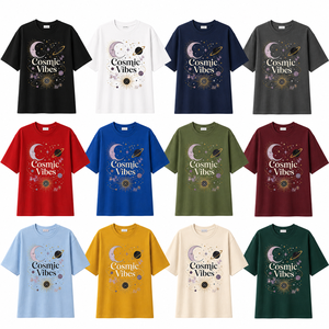 Camiseta LUNA & STARDUST para Mujer, Personalizada con Estampado Digital de Letras, Cuello Redondo, 100% Algodón, Corte Holgado Informal, Transpirable, para Todas las Temporadas - Product Image 3