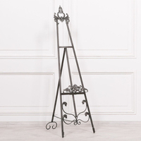 Chevalet de peinture sur pied en laiton noir Amson, design orné, hauteur réglable, fonction croquis, décoration intérieure, présentoir photo