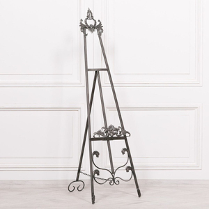 Black Metal Painting <b>Easel</b> Stand with Ornate Design and Adjustable Height for Home Decor Photo Display - Product Image 1