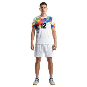 Conjuntos de Uniformes de Fútbol Personalizados por Sublimación, Ropa Deportiva Transpirable, Camiseta y Pantalones Cortos de Fútbol para Hombre, Secado Rápido, Diseño OEM con Efecto de Salpicaduras de Pintura - Product Image 6
