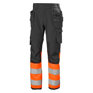 Custom Manufacturer OEM ODM High Visibility <b>Work</b> <b>Pants</b> With Reflective Stripes Orange And <b>Black</b> Cargo Style For Men - Product Image 1