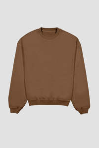 Sweat-shirt à col rond en tricot surdimensionné vert olive coupe-vent unisexe décontracté couleur unie pour l'hiver - Product Image 2