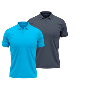 Polo en maille à séchage rapide pour homme, manches courtes, couleur unie, vêtements décontractés, noir et bleu marine, polyester - Product Image 3
