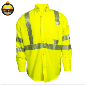 Hi Vis Safety <b>Work</b> Shirts Long Sleeve Reflective Shirt for Construction High Visibility <b>Work</b> Clothes for Men <b>Work</b> Wear Shirt - Product Image 6