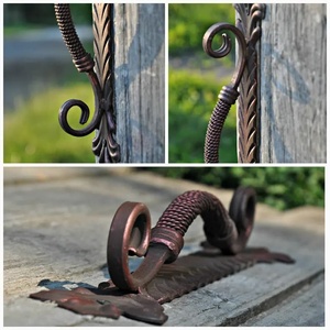 Poignée de portail en fer forgé traditionnelle KHP, design inspiré de la nature avec motifs sculptés, finition peinte, accessoire de clôture (Modèle KHP-DECO-SP) - Product Image 5