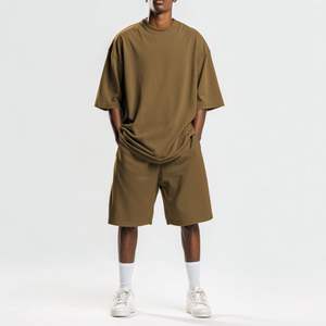 Conjunto de camiseta y pantalones cortos de talla grande con logo personalizado, serigrafía, 100% algodón, ropa extragrande, conjuntos de camisetas vintage para hombre - Product Image 3