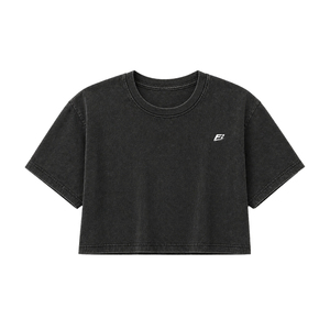 Classic Custom Crewneck Tshirt Oversized Cropped Tee Daily Wear women's shirt Acid Washed Premium Cotton Sport <b>Top</b> Vintage Style - Product Image 3
