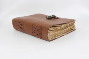 Handmade Leather Journal with Vintage <b>Lock</b>, Rustic Deckle Edge Paper <b>Diary</b> - Product Image 3