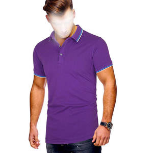Polo homme bicolore à manches courtes en coton tricoté, coupe classique, bleu gris marine. Polos homme unisexe, design uni. - Product Image 5