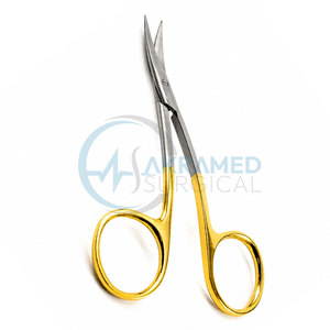 TC LaGrange Curved Scissors 11cm Gold Handle Micro Surgical Tissue Gum Dental Surgical <b>Shears</b> <b>Tool</b> - Product Image 4