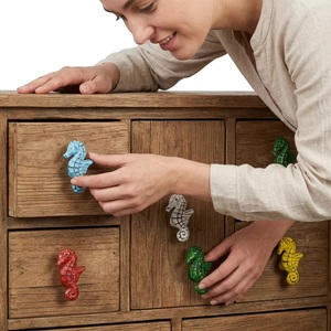 Beads Art Cast Iron Seahorse <b>Cabinet</b> Knobs Drawer Handles Modern Design for Kitchen Bedroom <b>Bathroom</b> Home Bar Wardrobe Hotel Gym - Product Image 2