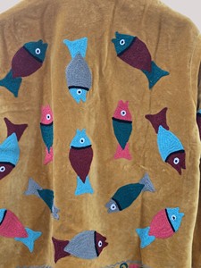 Chaqueta de terciopelo bordada a mano con cuello mandarín, manga larga, estampado animal, talla grande, abrigo de otoño para mujer - Product Image 4