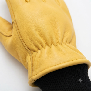 Reinforced Cowhide Grain Leather Durable Safety Anti-Static Smooth Elastic Wristlet Work <b>Gloves</b> Cold Resistant Thick Fleece - Product Image 4