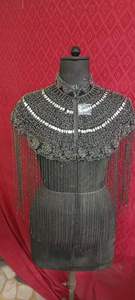 Capa de Hombro con Flecos de Cuentas Negras para Mujer, Vestido de Noche para Boda, Fiesta, Chal Bordado con Cristales - Product Image 4