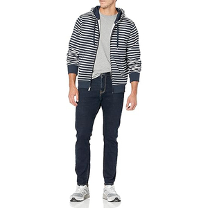 Sudadera con Capucha y Cierre de Cremallera para Hombre, Diseño a Rayas, Corte Regular, Estilo Casual para Otoño, 100% Algodón Tejido Transpirable - Product Image 5