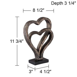 Modern Interlocking Hearts Sculpture in Bronze Finished Love Symbol Art Piece - Product Image 5