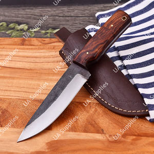 Couteau de chasse à lame fixe en acier au carbone 1095 de haute qualité, forgé à la main, aspect vintage, pour la chasse, le bushcraft, le camping, manche en bois de rose, OEM - Product Image 2