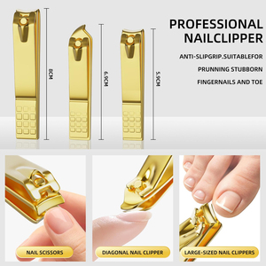 Ensemble professionnel de manucure et pédicure en acier inoxydable couleur or pour salon, qualité commerciale, kit de coupe-ongles robuste - Product Image 3