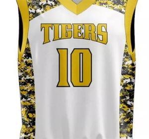 Custom Sublimated Reversible Laker Basketball <b>Shorts</b> Set Camo Design Plus Size Printed Wholesale Cheap Basketball Uniforms - Product Image 6