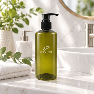 300ml Cylindrical Olive <b>Green</b> PET Plastic <b>Pump</b> Bottle 24mm Neck for Cosmetic Personal Care Packaging Pavico Brand OEM/ODM - Product Image 4