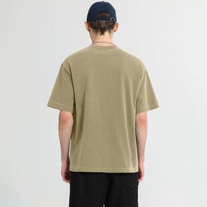 เสื้อยืดแขนสั้นผู้ชายสีพื้นเรียบ ผ้าถัก สวมใส่สบาย ทรงปกติ ย้อมสีเรียบ ระบายอากาศได้ดี ทรงโอเวอร์ไซส์ - Product Image 6