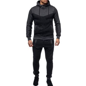 Conjunto Deportivo de Forro Polar para Hombre, Sudadera con Capucha, Pantalones Deportivos, Manga Larga, Cierre Completo, Chaqueta Cálida, Conjunto Deportivo para Hombre - Product Image 1