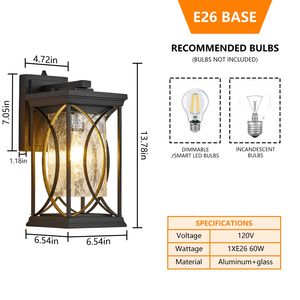 Lanterne murale extérieure en bronze huilé, petite, moderne, lumière de porche du crépuscule à l'aube, IP54, luminaire en aluminium, 220V - Product Image 4