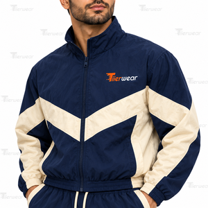 Vente en gros Veste et pantalon de survêtement réfléchissants haute qualité avec fermeture éclair et coupe-vent avec logo personnalisé Survêtement coupe-vent pour hommes - Product Image 5