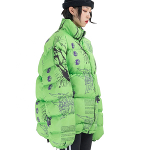 Blouson matelassé imprimé pour homme, coupe oversize, coupe-vent tendance avec lettres imprimées, style vintage, hip-hop, chaud, type bomber - Product Image 6