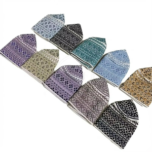 Chapeaux Kufi Omani Noirs Gris Blancs Brodés, Bonnets de Prière Musulmans, Vente en Gros de Topis Islamiques - Product Image 1