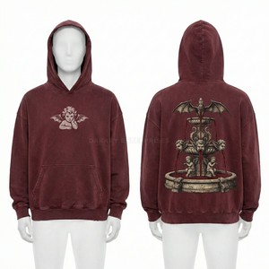 Sudadera con Capucha Morada Personalizada con Lavado Ácido para Hombre, Estilo Urbano, Gráfico, Aspecto Vintage, Forro Polar Pesado, Fabricante, Suministro al por Mayor - Product Image 6