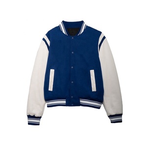 Veste varsity en laine avec logo personnalisé OEM, manches en cuir, broderie chenille, style streetwear, pour hommes. - Product Image 1