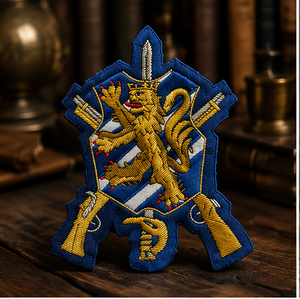 CROSS SWORDS LION Parche Bordado de Encaje de Alta Calidad, Insignia Circular de Tela para Coser, Diseño de Lujo para Prendas - Product Image 4
