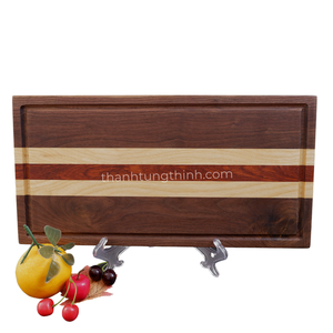 Tabla de Cortar Rectangular de Madera Más Vendida, Diseño a Rayas, Ecológica, No Tóxica, Antibacteriana, Antideslizante, Hecha en Vietnam - Product Image 4