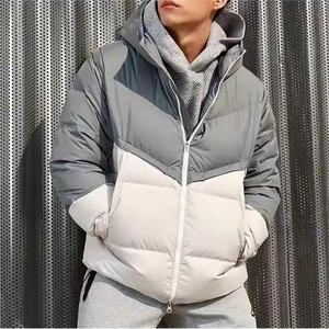 For YASIR ENTERPRISES Custom Men's Hooded Canvas Varsity Jacket Windproof Lightweight Insulated Zipper Front/<b>Back</b> Logo - Product Image 3