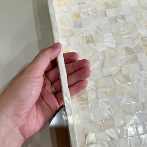 Mother pearl tray, <b>square</b> mosaic rectangle serving tray, breakfast tray, coastal coffee table tray, decorative tray - Product Image 4