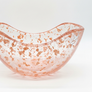 Bol décoratif en résine artisanale de luxe avec des paillettes de feuilles de cuivre |   Bol de service et centre de table artistique moderne - Product Image 3