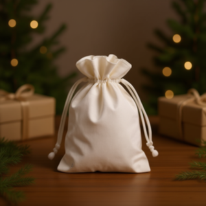 Sacchetto Regalo Ilan 9x12 Cm in Cotone Bianco con Cordoncino per Regali - Product Image 3