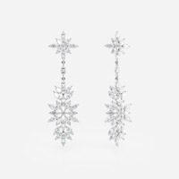 Boucles d'oreilles chandelier de luxe en or massif 14 carats, diamants tendance, taille marquise, motif floral, bijoux unisexes pour fêtes et mariages