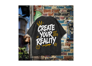 T-shirt Homme en Coton Tricoté 100% de Haute Qualité, Coupe Ample, Noir, Style Hip Hop Urbain, avec Logo Personnalisé et Impression Sérigraphique - Product Image 4