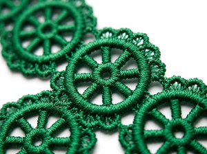 Dentelle Guipure Florale Traditionnelle de Luxe Verte 10mm, Écologique, Personnalisable, OEM Disponible, Emballage de 20 Mètres, Nœuds pour Cheveux Enfants - Product Image 3
