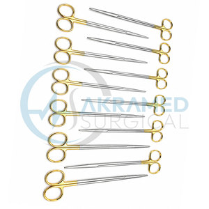Juego de 12 Tijeras Metzenbaum TC, Rectas, de Carburo de Tungsteno, para Cirugía General, Instrumentos Quirúrgicos con Certificación CE - Product Image 3