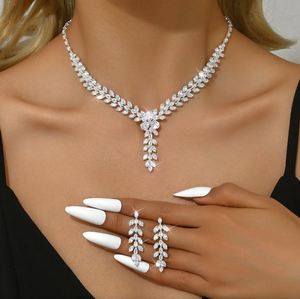 Platinum Plated Bohemia Style Alloy Jewelry Set with Zircon Stones for Engagement Wedding & Anniversary - Product Image 4