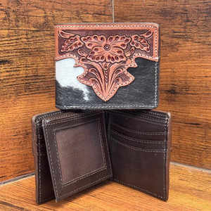 Wholesale Luxury Designer Hand Tooled Leather Bifold Short <b>Wallet</b> for Men's High Quality Cowhide Credit <b>Card</b> <b>Holder</b> <b>Wallet</b> Purse - Product Image 5