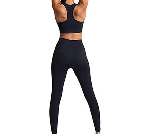 Ensemble de sport pour femme : Legging taille haute, brassière de sport sans col unie, haut de sport respirant à manches longues – Tenue de fitness pour la gym - Product Image 2