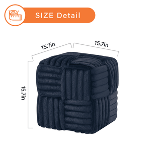 Black Square Corduroy <b>Vanity</b> Chair Bench Padded Woven Footrest Ottoman Foot <b>Stool</b> for Entryway & Living Room - Product Image 2