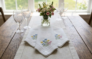 Custom Classic Square <b>Cloth</b> Napkins Embroidered Colorful Flowers Reusable Durable Machine Washable Hemstitch 50x50cm Cotton Home - Product Image 2
