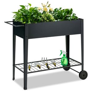 Fioriera Rialzata su Ruote con Gambe Antiscivolo e Ripiano Portaoggetti per Arredamento da Giardino - Product Image 5