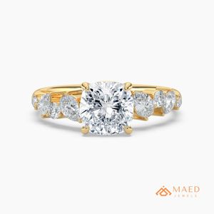 Gold Plated Silver Radiant Cut Moissanite Engagement <b>Ring</b> Wide Band Prong Setting Luxury Bridal Jewelry Gift for Women - Product Image 1